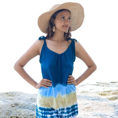 Débardeur long Beach Stripe & Tie Dye bleu marine