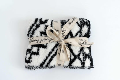 Couverture pour bébé douillette à motif de carreaux à losanges noirs et blancs