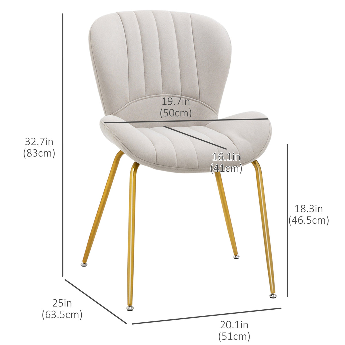 Chaises de salle à manger modernes Lux avec dossier rembourré - Lot de 2 - Blanc crème