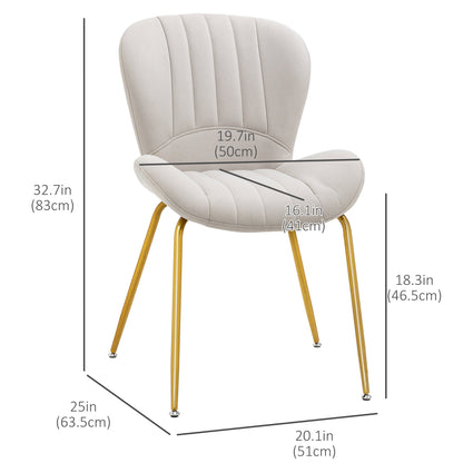 Chaises de salle à manger modernes Lux avec dossier rembourré - Lot de 2 - Blanc crème