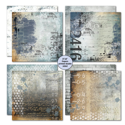 Pack de papiers 20x20 cm 3Quarter Designs Eclectic Clocks