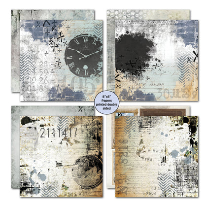 Pack de papiers 20x20 cm 3Quarter Designs Eclectic Clocks