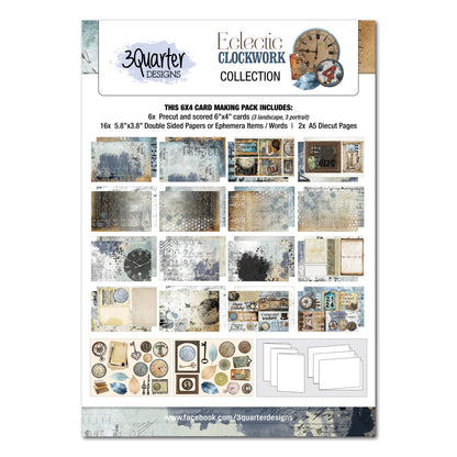 3Quarter Designs Eclectic Clocks 6x4 Card Pack