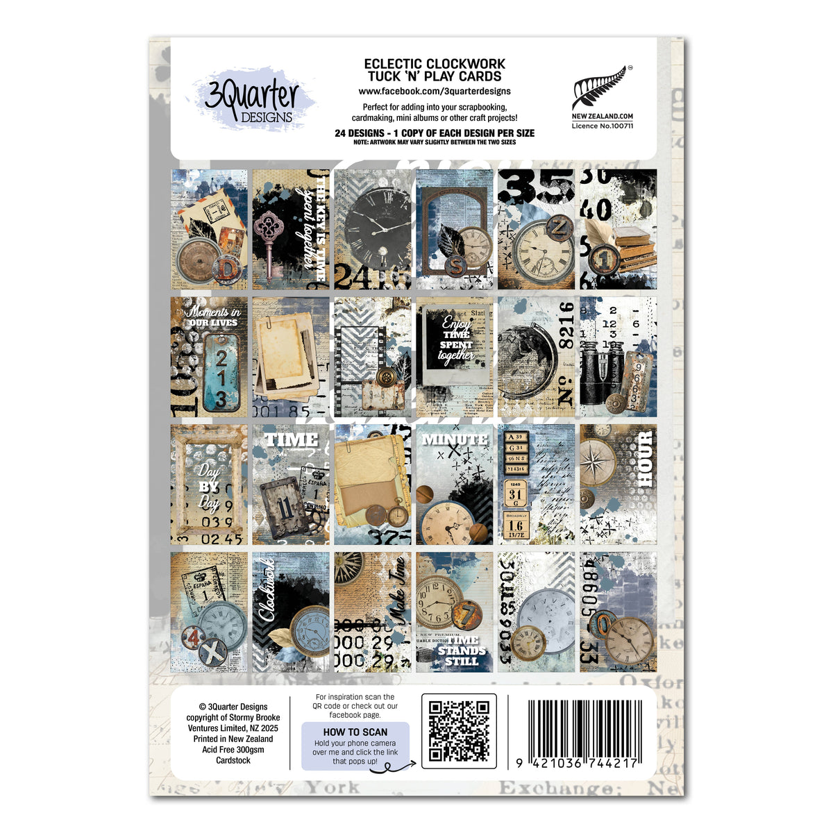 3Quarter Designs - Horloges éclectiques - Cartes Tuck N Play