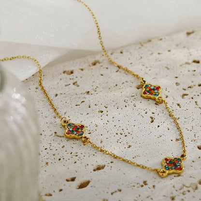 ELLIS Coloured Zirconia Charms Gold Necklace