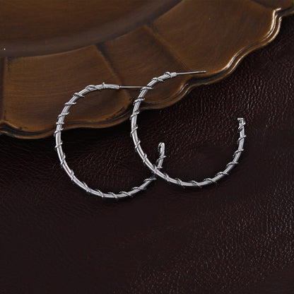 ELNA Silver Hoop Earrings with a Decorative Twist