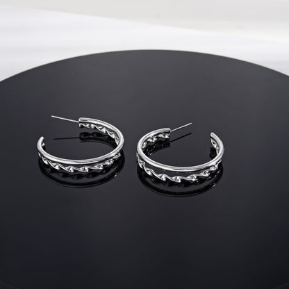 ESME Double Stacked Silver Hoop Earrings