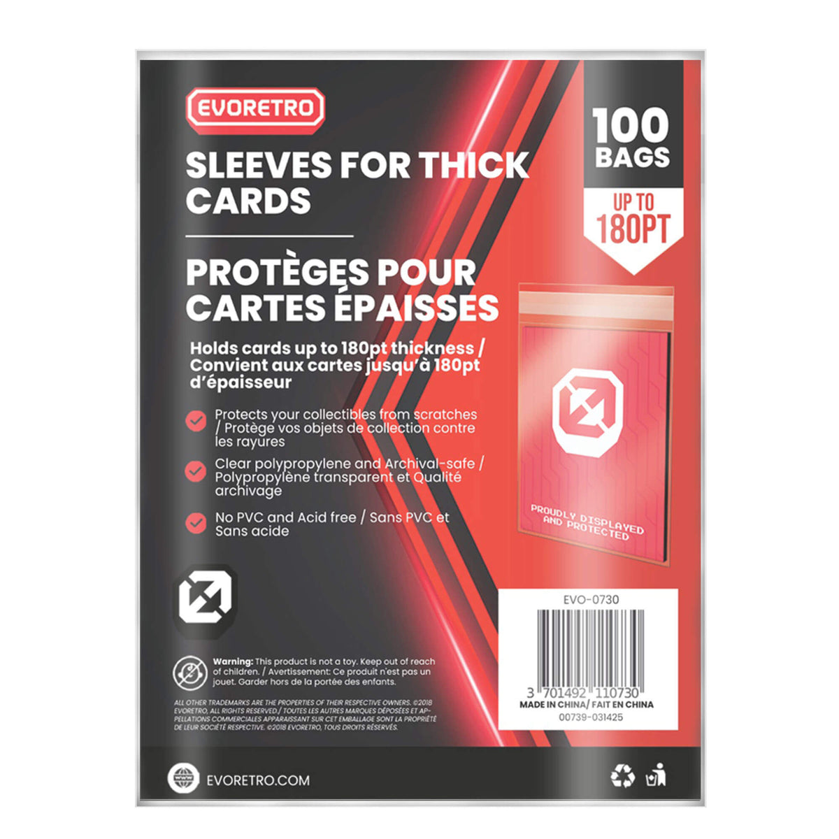 Large Card Sleeves – Fits Thick Cards Up to 180pt (Pack of 100)