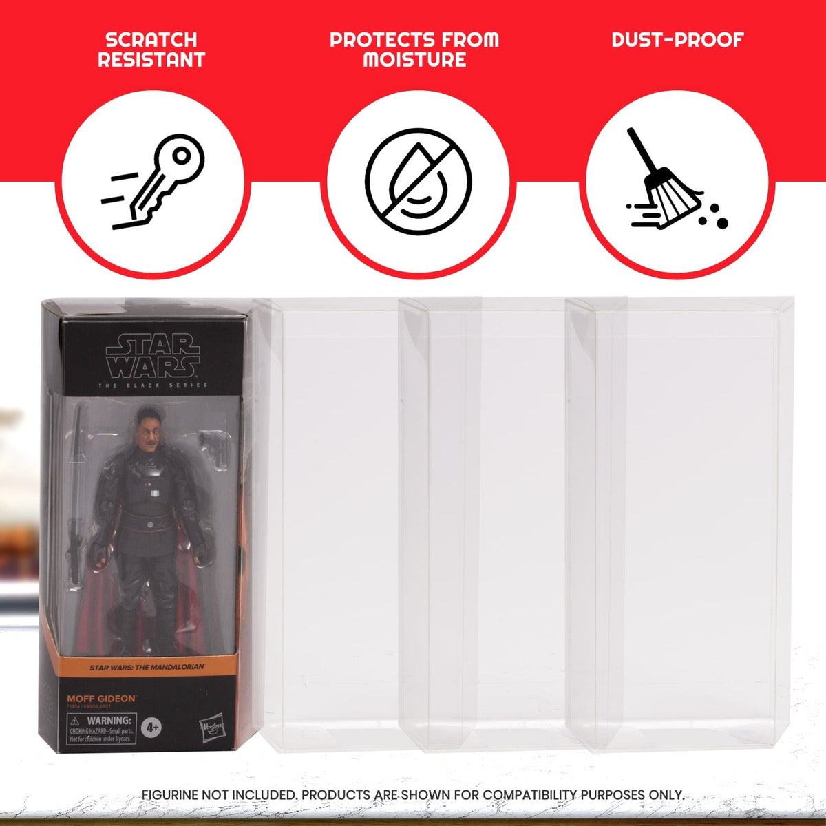EVORETRO Étui de protection pour figurines articulées Star Wars Black Series standards avec coins inclinés - PET 0,35 MM - Paquet de 10