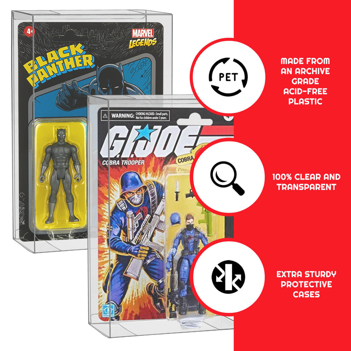 Action Figure Protective Case for Carded Star Wars and GI Joe  3.75'' (Shallow, 30MM) - 10 Pack