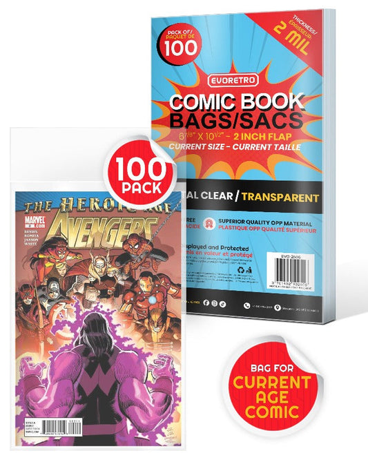 EVORETRO Comic Bags for Current Age Comic Bags Protector - 2MIL