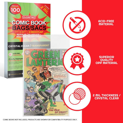 EVORETRO Comic Bags for Comics Regular and Silver Comic Bags - 2MIL