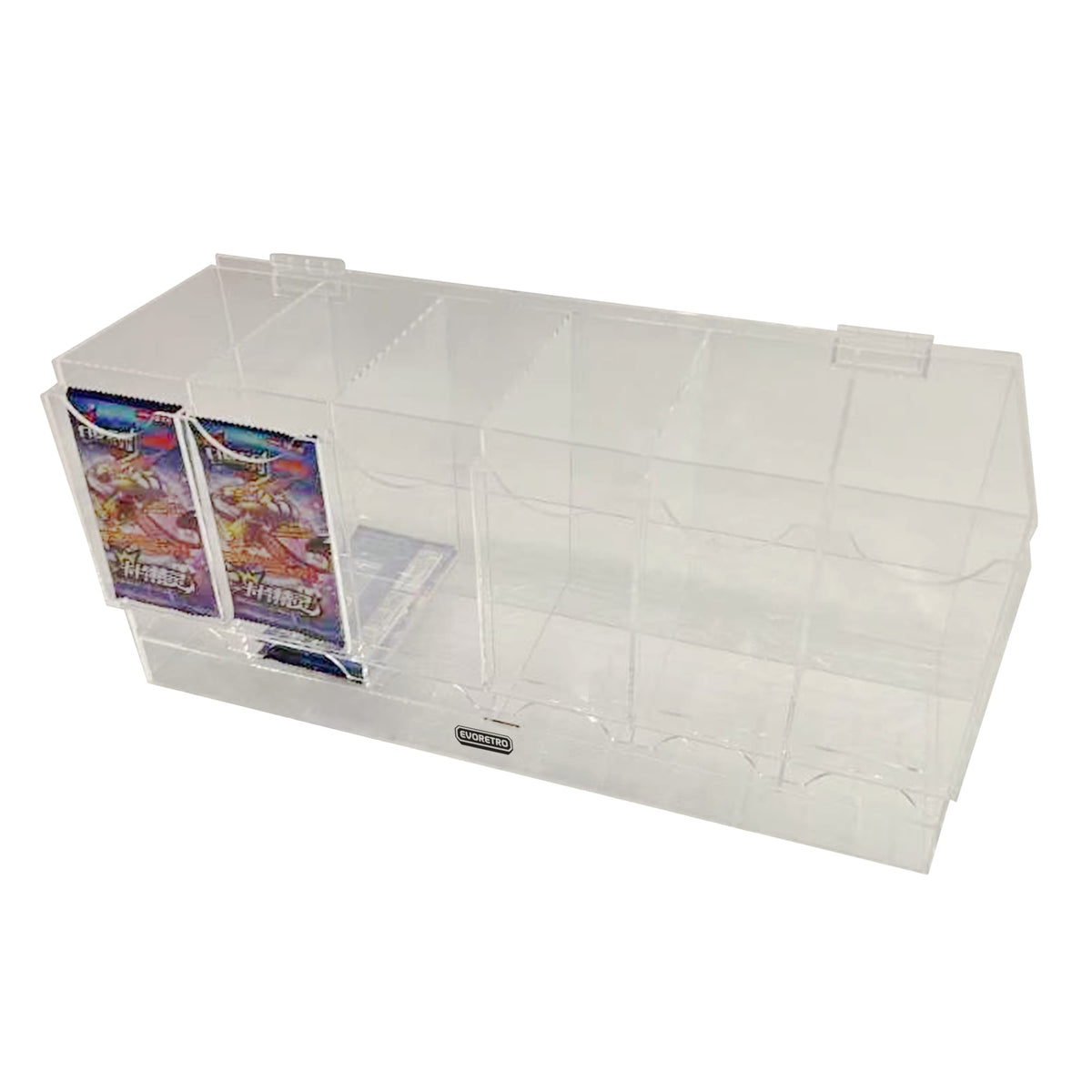 Présentoir en acrylique EVORETRO pour les packs distributeurs de boosters – Présentoir de comptoir avec étagère supérieure