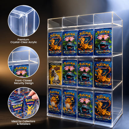 Présentoir en acrylique EVORETRO pour les packs distributeurs de boosters – Présentoir de comptoir avec étagère supérieure