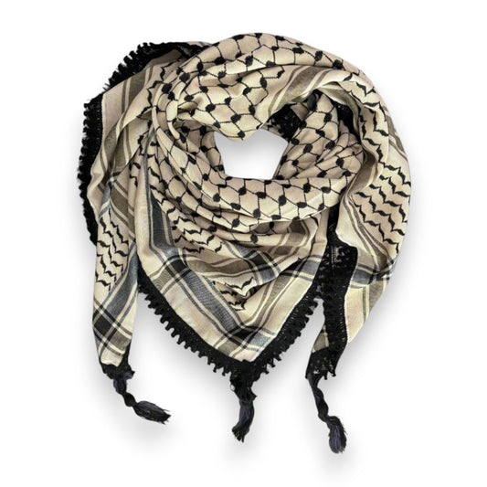 Black Echoes Kufiya – Earthy Beige