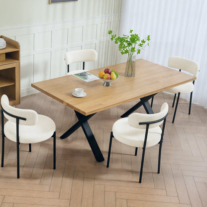 Chaises de salle à manger modernes Avery 4 pièces avec revêtement en velours côtelé - Beige