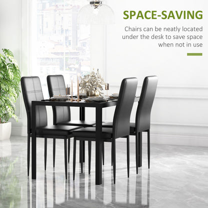 Zaya 5-Piece Rectangular Glass Dining Set for Small Spaces-Black