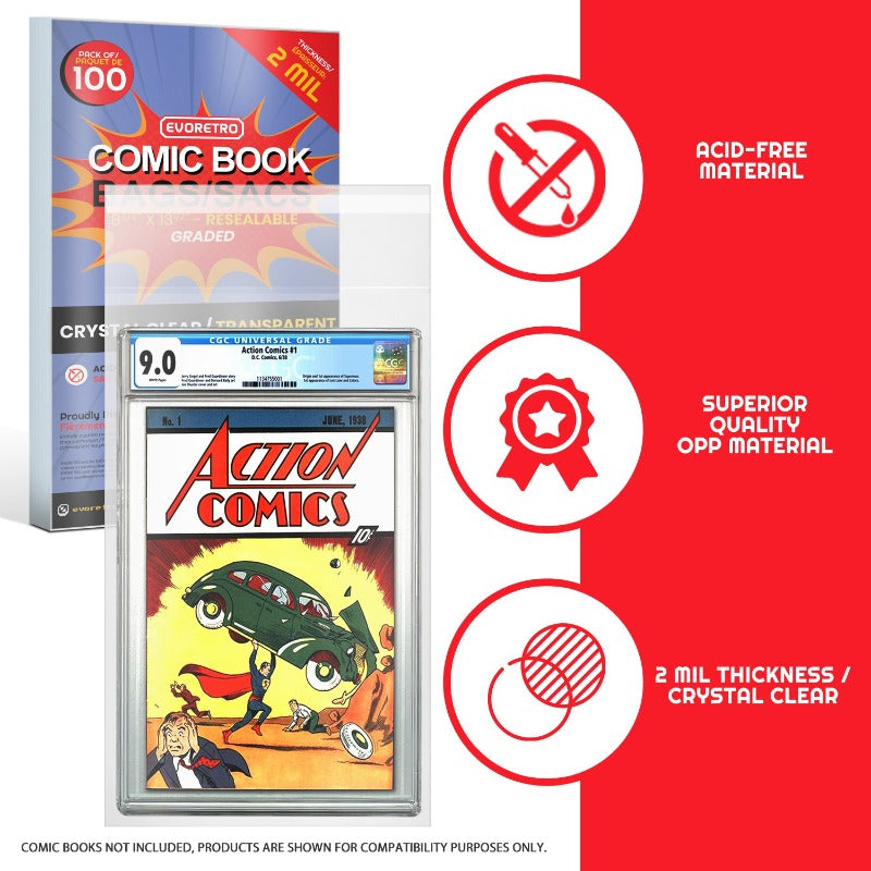 Comic Book Bags Resealable for Graded Comics - 2 MIL