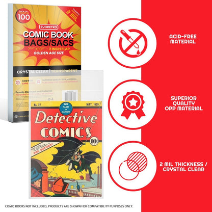 Golden Age Comic Book Bags 2 MIL