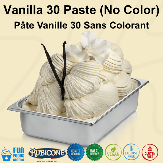 Vanilla 30 (No Color) Paste - Gelato Pastes - 3 KG Bucket - Rubicone Canada - Ships Free Within Canada on Orders Above CAD $199