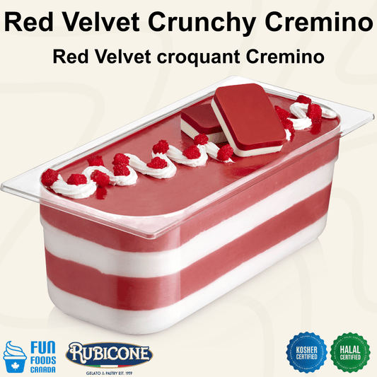 Crunchy Red Velvet Spreadable Filling Cream - Cremino Red Velvet Crunchy - 5 KG Bucket - Rubicone Canada - Ships Free Within Canada on Orders Above CAD $199