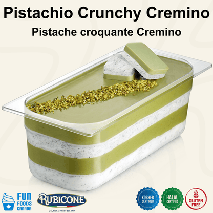 Crunchy Pistachio Spreadable Filling Cream - Cremino Pistachio Crunchy - 5 KG Bucket - Rubicone Canada - Made in Italy - Ships Free Within Canada on Orders Above CAD $199