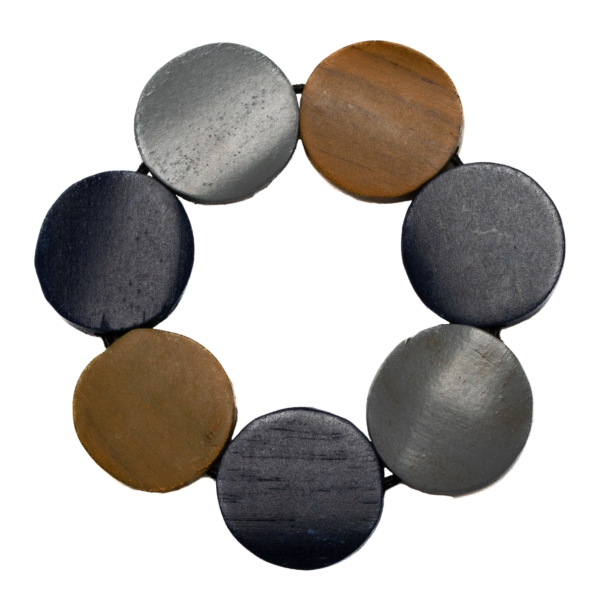 Bracelet élastique en disques de bois