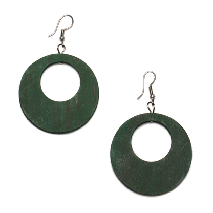 Round Wooden Hoop Earring