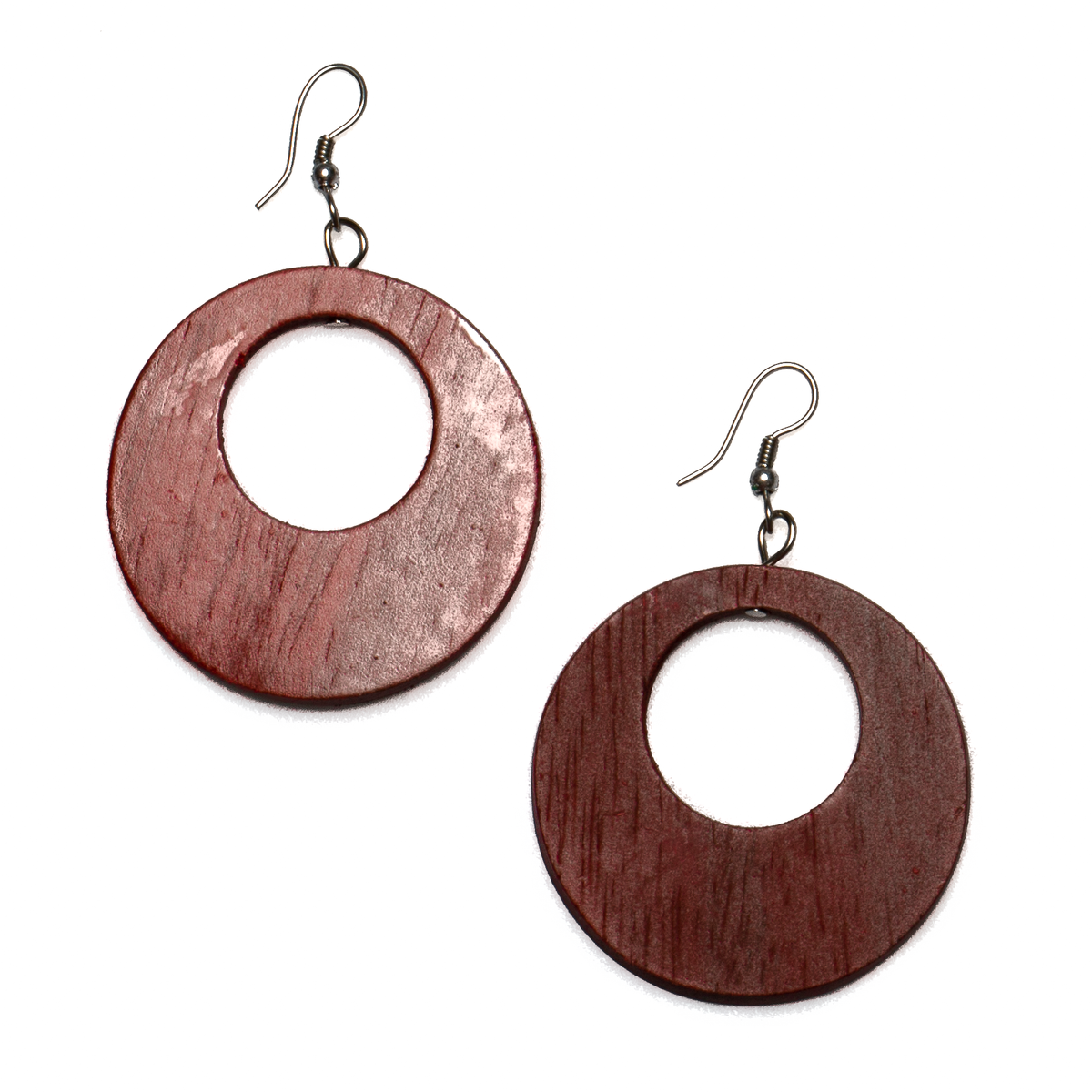 Round Wooden Hoop Earring