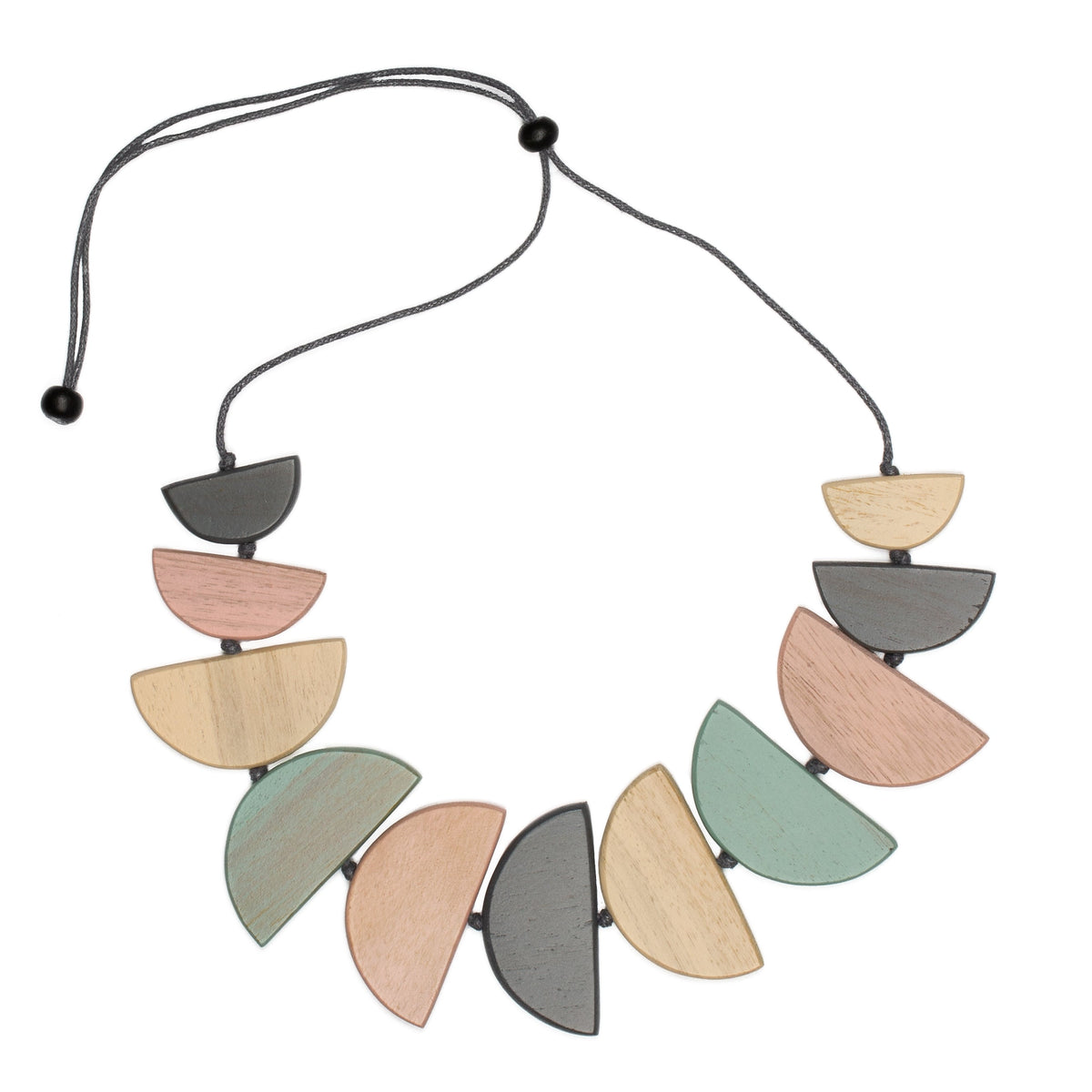 Tinted Wood Half Moon Necklace
