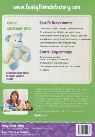 Patron Signature Bear Calico Teddy Bear par Funky Friends Factory