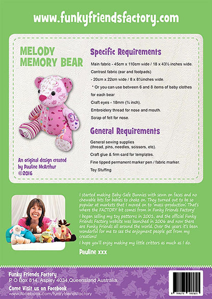 Patron de l'ours Melody Memory par Funky Friends Factory