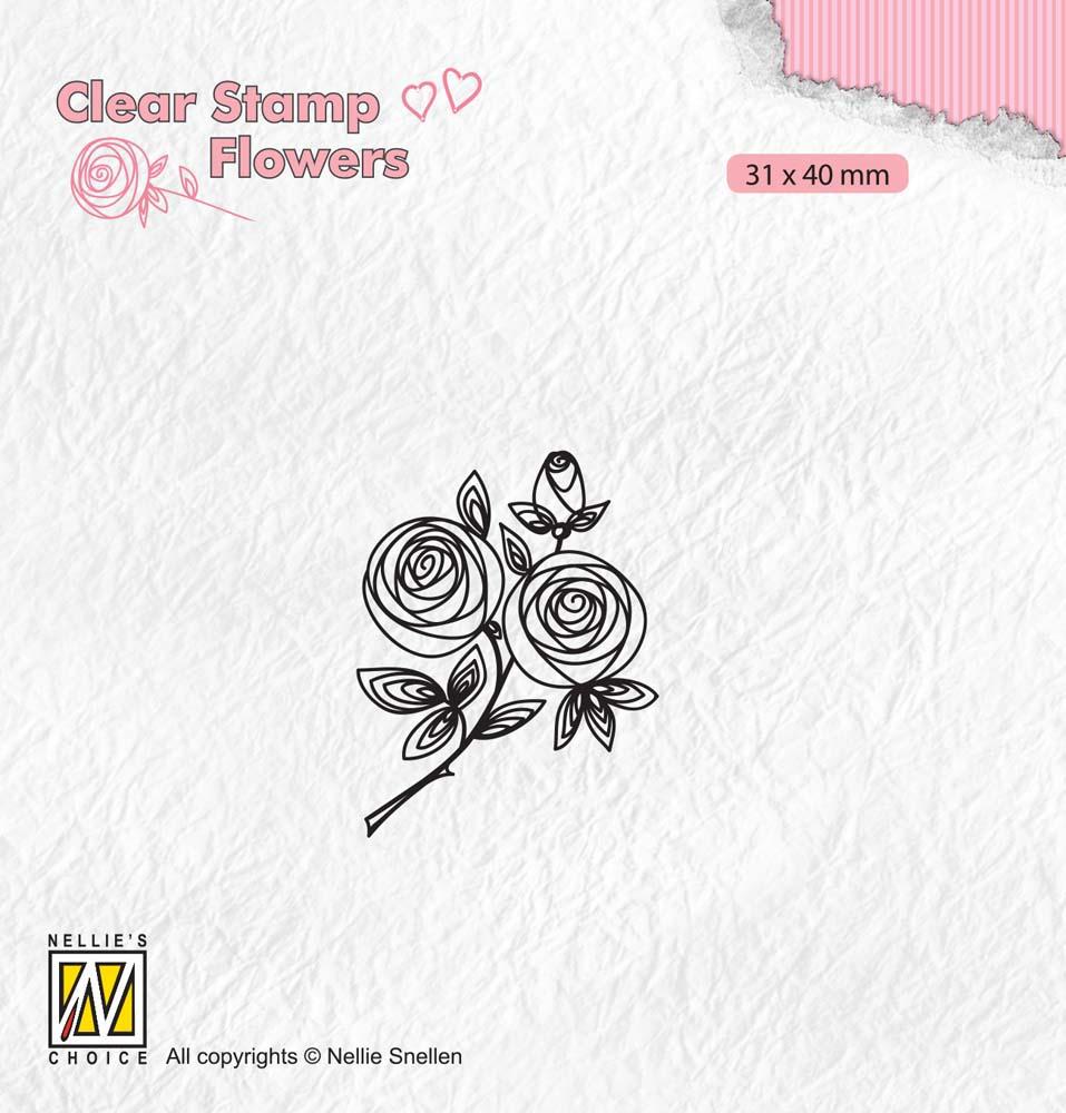 Tampon transparent Fleurs Branche de rose