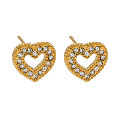 FOREVER Gold: Dazzling Heart Shaped Zirconia (CZ) Embedded Stud Earrings