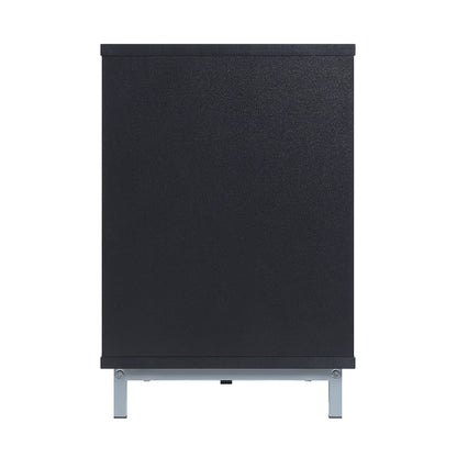 Firey 60" TV Stand/Fireplace with Glass Shelves - Black Gloss
