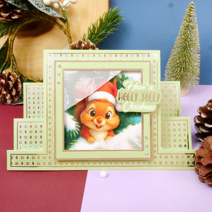 Festive Foiled Pattern Stepper Cards - Square Centrepiece
