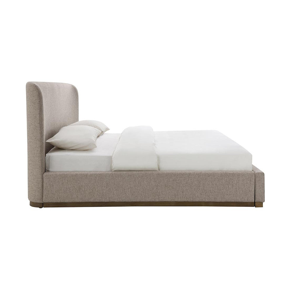 Faye Upholstered Bed With Curved Headboard - Perfect Taupe