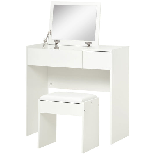 Mia Modern Vanity Set with Flip Top Mirror-White