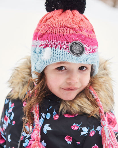 Bonnet péruvien dégradé bleu, corail et fuchsia