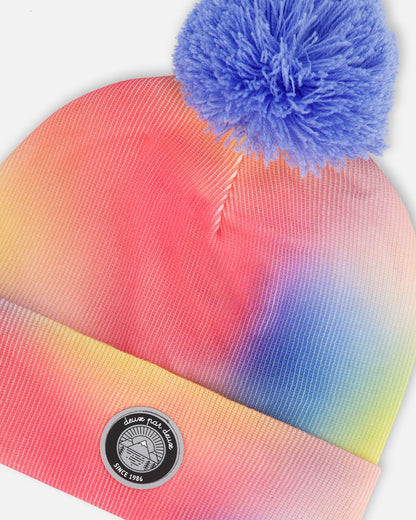 Bonnet torsadé imprimé aquarelle multicolore