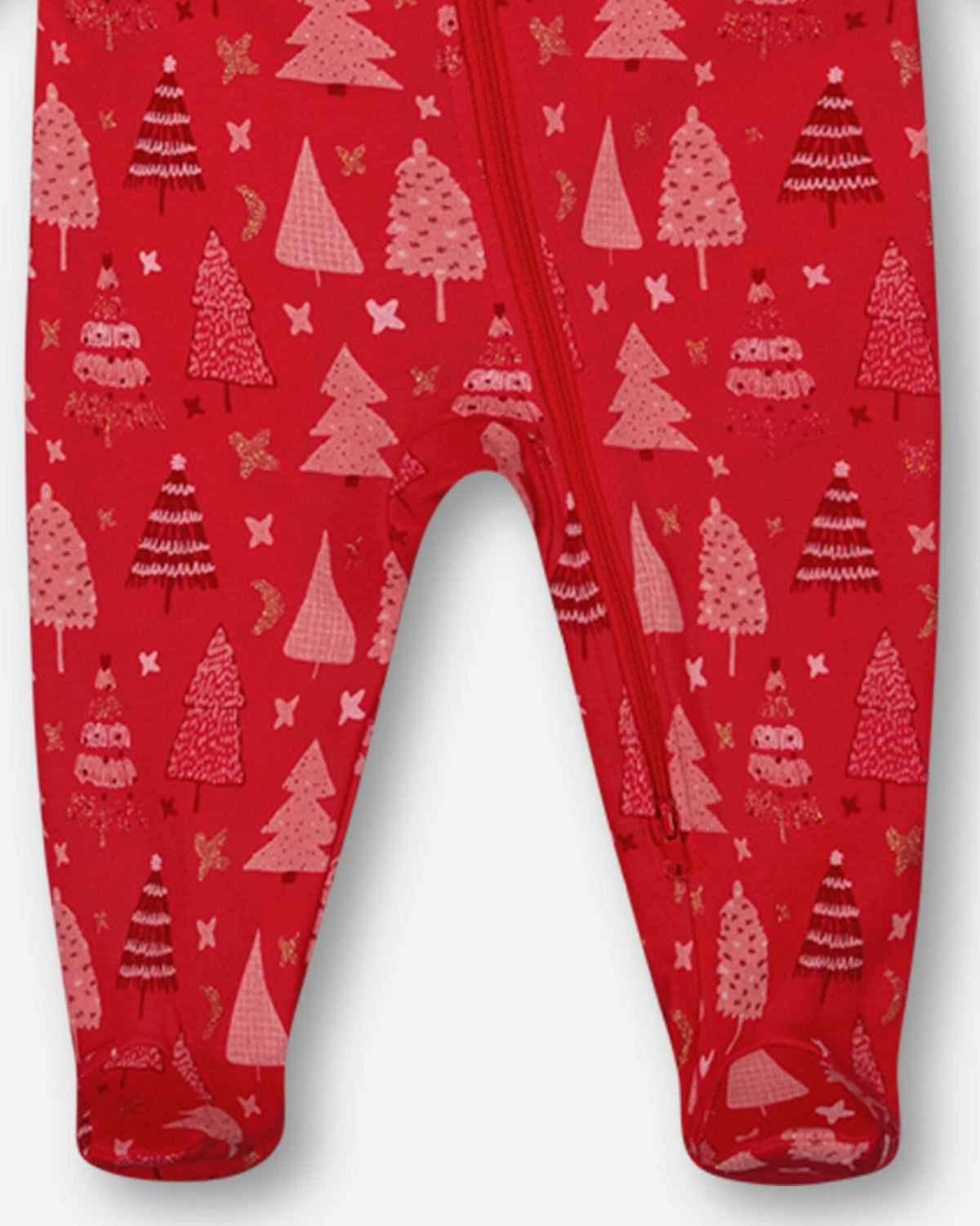 Pyjama une pièce en coton biologique, motif sapin de Noël rouge