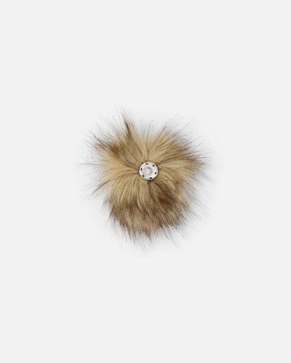 Pompom en fausse fourrure beige pour bonnet
