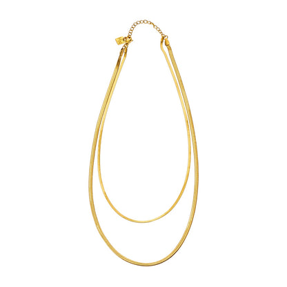 GINTA: Snake-Skin Textured 2-Layer Gold Necklace