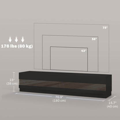 Meuble TV Hart lumineux pour téléviseurs jusqu'à 75" - Noir brillant