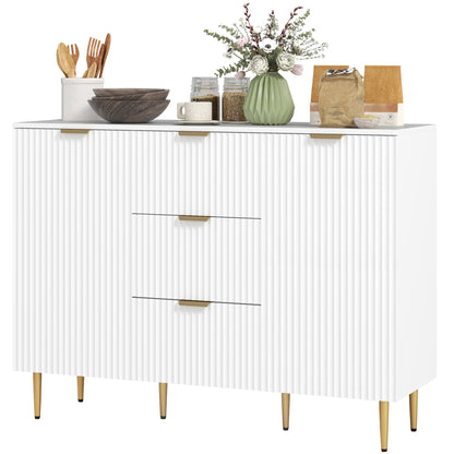 Buffet de cuisine moderne/Meuble de couloir Ellis avec 3 tiroirs - Blanc