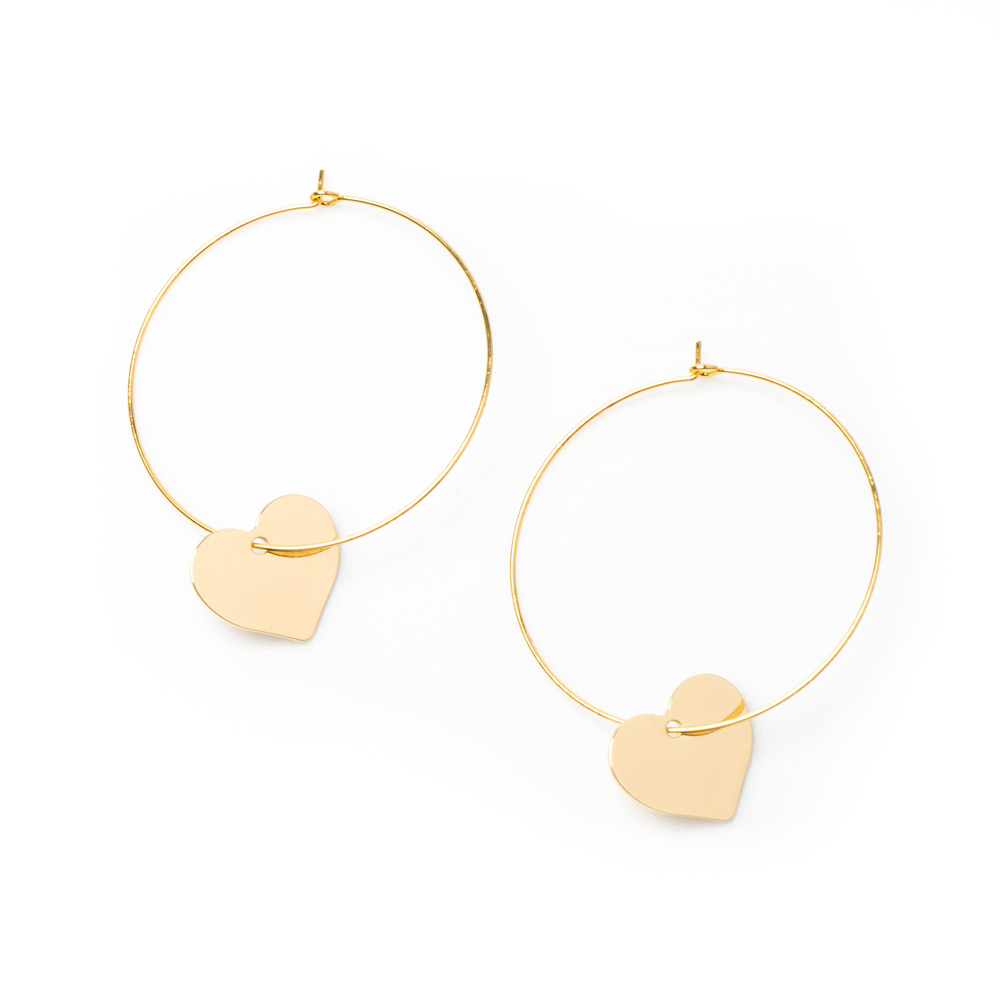Boucles d'oreilles créoles cœur plaqué or
