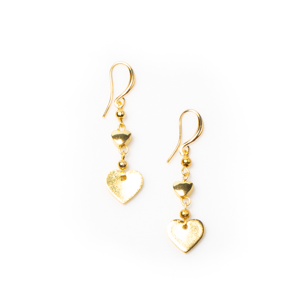 Heart Drop Earring In Gold Plate