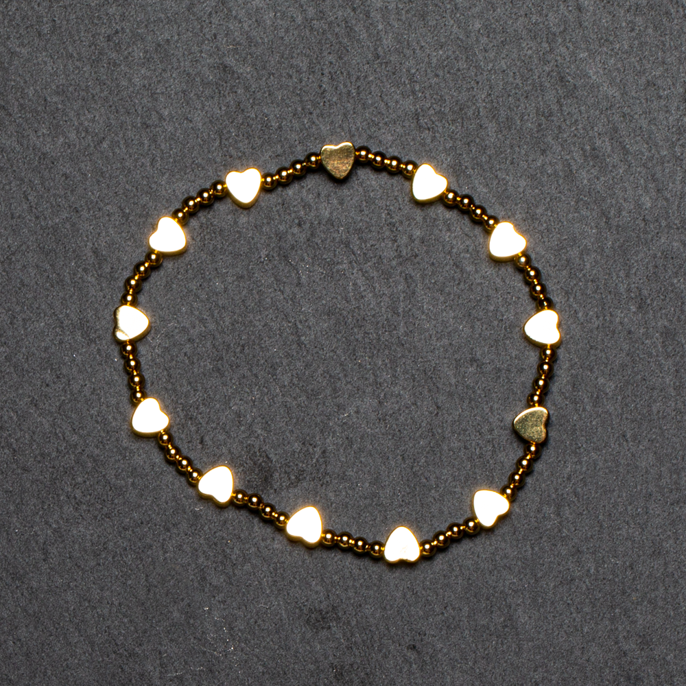 Elasticated Heart Bracelet In Gold Plate