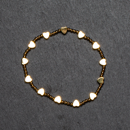 Elasticated Heart Bracelet In Gold Plate