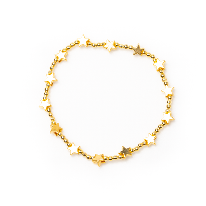 Elasticated Star Bracelet In Gold Plate